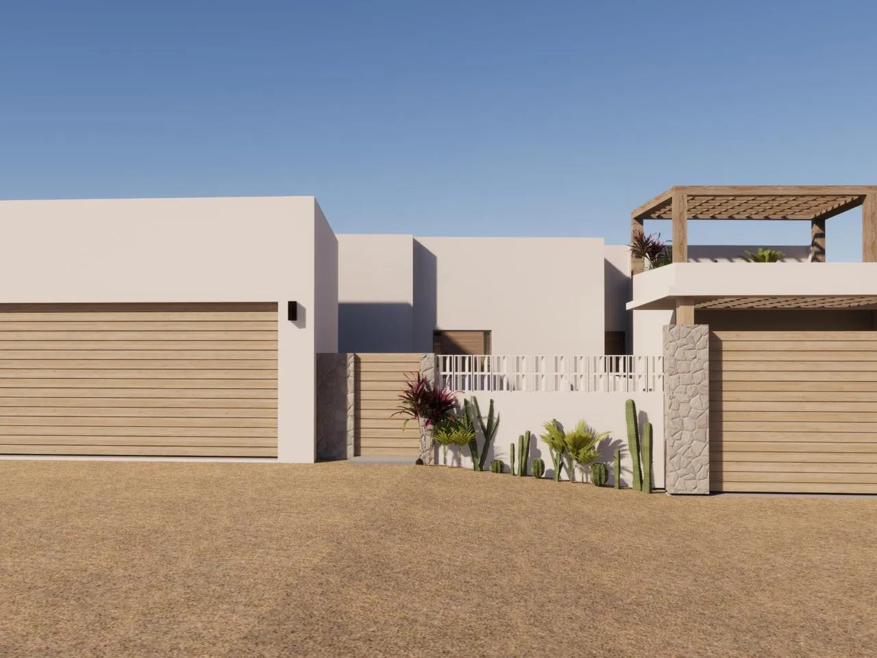 Renderizado de la fachada principal de Casa Mar